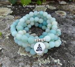 bracelet Mala 108 perles en Amazonite